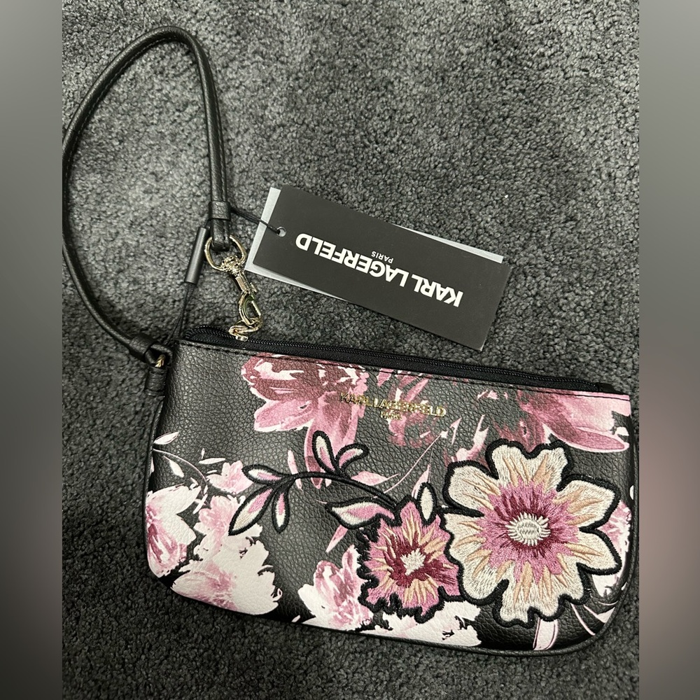 Karl Lagerfeld Floral Wristlet Pouch